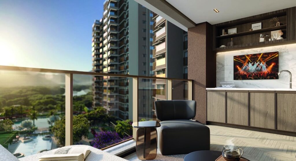 Varanda do apartamento 509 do Edifício Reserva, no Endless Península
